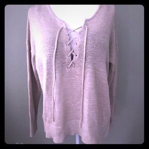 LOFT Lace Up Lightweight Sweater